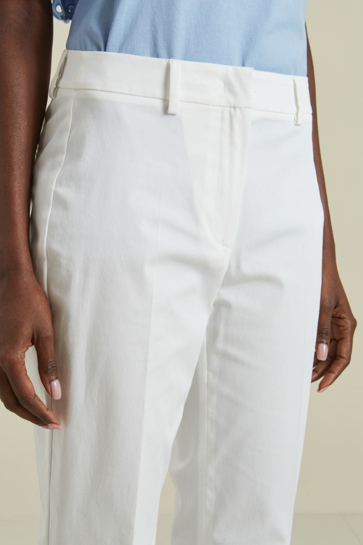 Pantaloni in gabardina - BIANCO - Fashion Market - 3