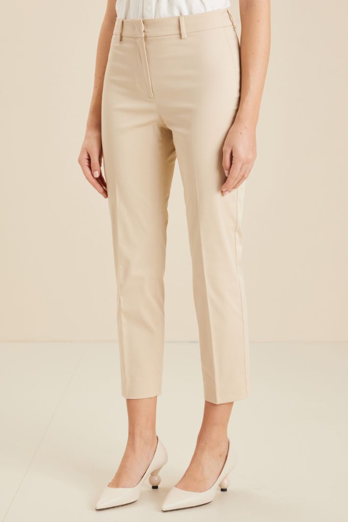 Pantaloni in gabardina - BEIGE - Fashion Market - 2