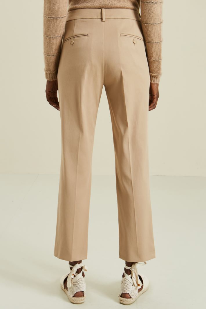 Pantaloni in cotone con piega - NOCCIOLA - Fashion Market - 4