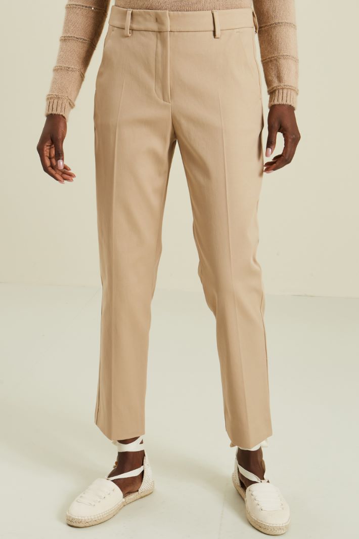 Pantaloni in cotone con piega - NOCCIOLA - Fashion Market - 2
