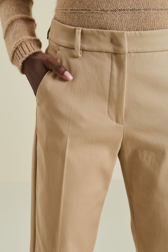 Pantaloni in cotone con piega - NOCCIOLA - Fashion Market - 3