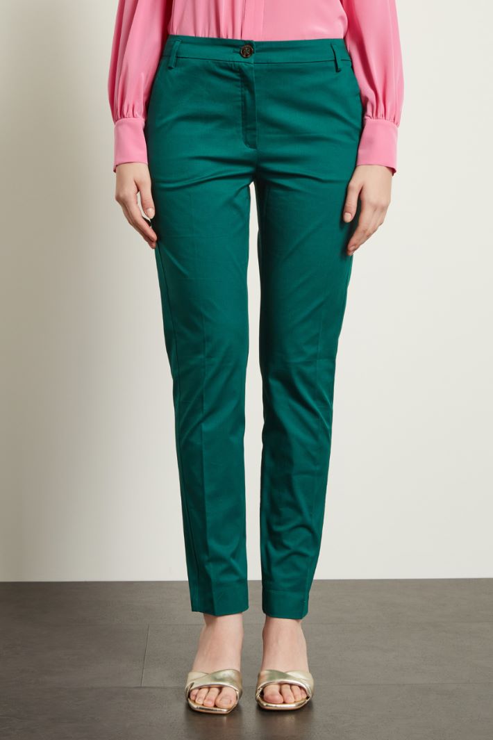 Pantaloni con piega stirata - VERDE SCURO - Fashion Market - 2