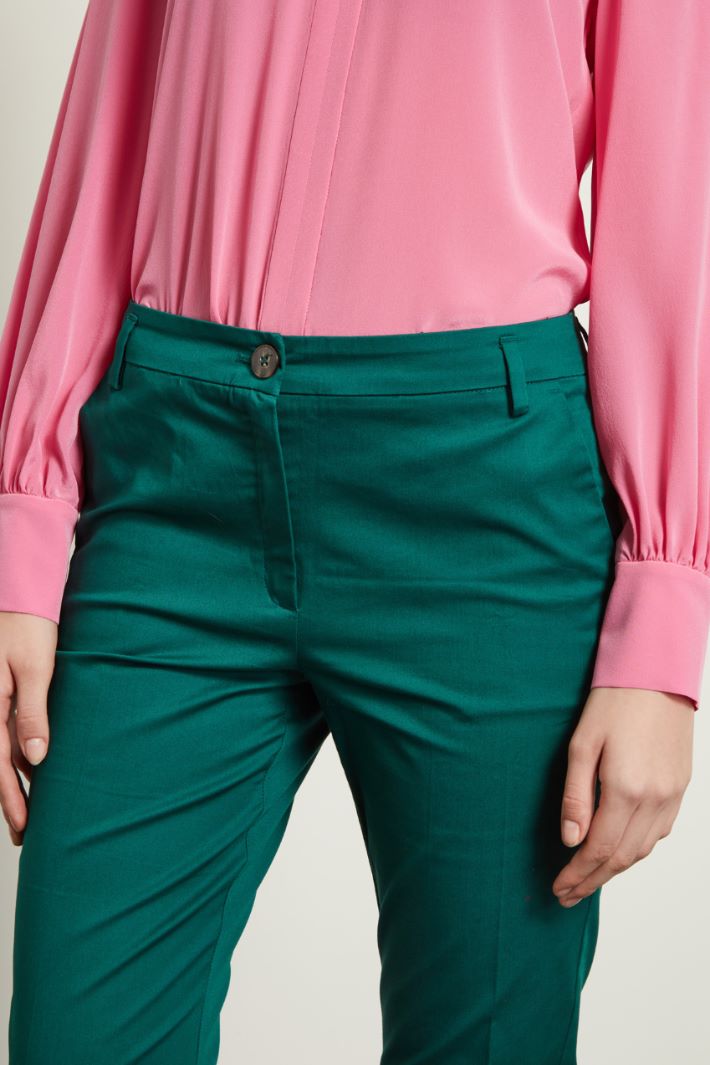 Pantaloni con piega stirata - VERDE SCURO - Fashion Market - 3
