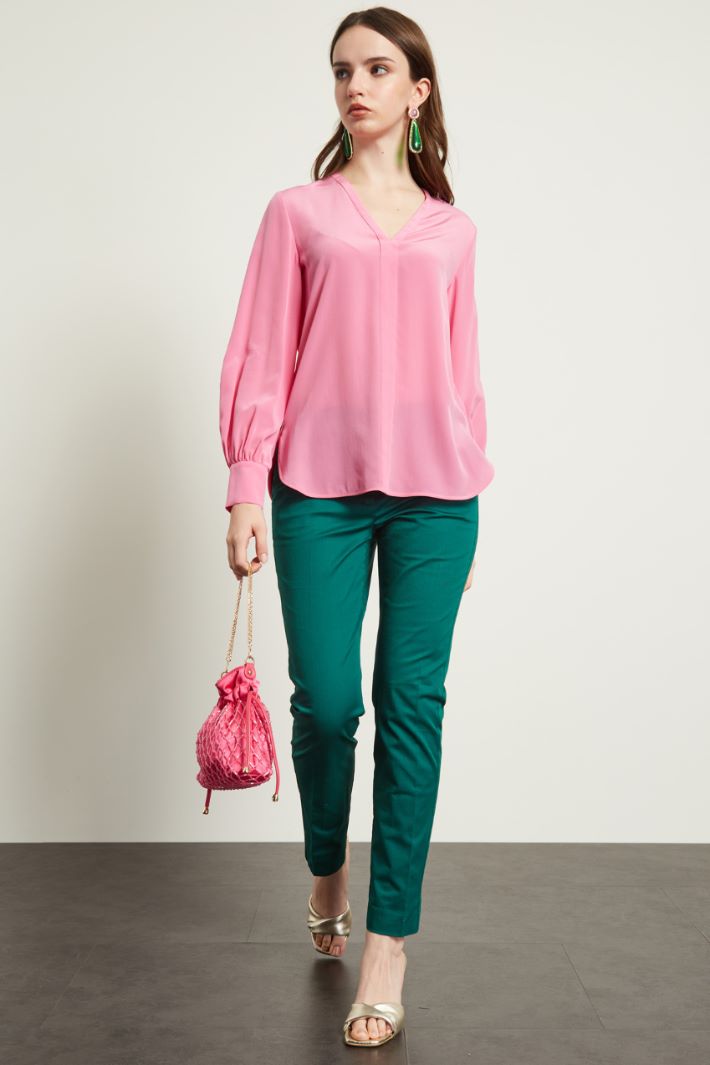 Pantaloni con piega stirata - VERDE SCURO - Fashion Market