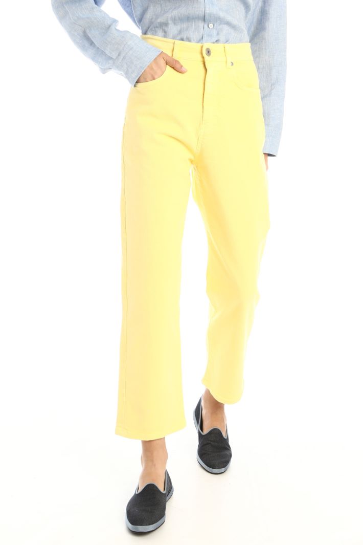 Pantaloni in bull di cotone - GIALLO - Fashion Market - 2