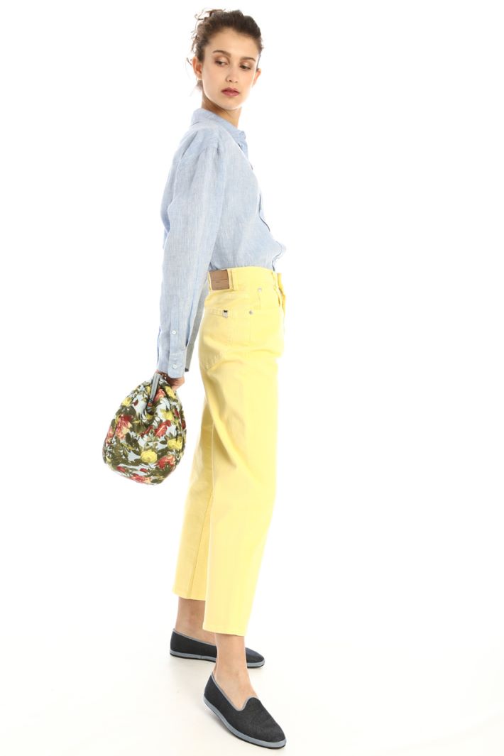 Pantaloni in bull di cotone - GIALLO - Fashion Market
