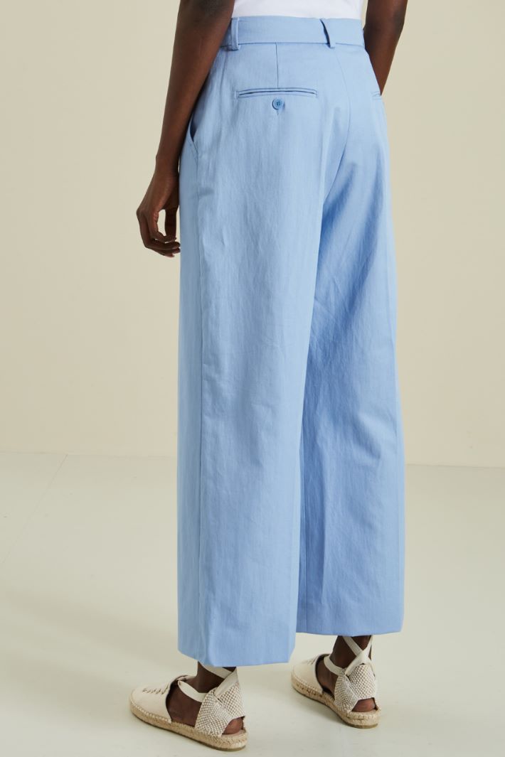 Pantaloni in twill di cotone - AZZURRO CIELO - Fashion Market - 4