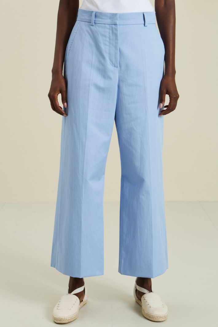 Pantaloni in twill di cotone - AZZURRO CIELO - Fashion Market - 2