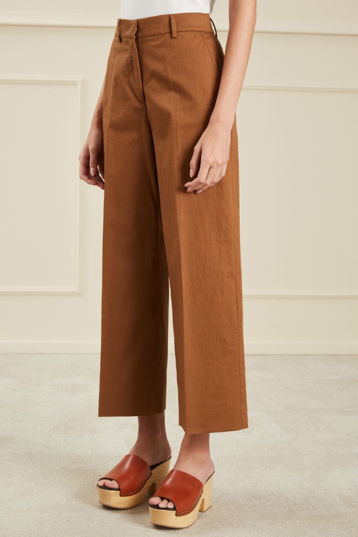 Pantaloni in twill di cotone - TABACCO - Fashion Market - 2