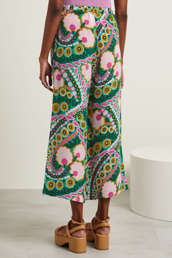 Pantaloni con elastico in vita - VERDE ROSA OCRA - Fashion Market - 4