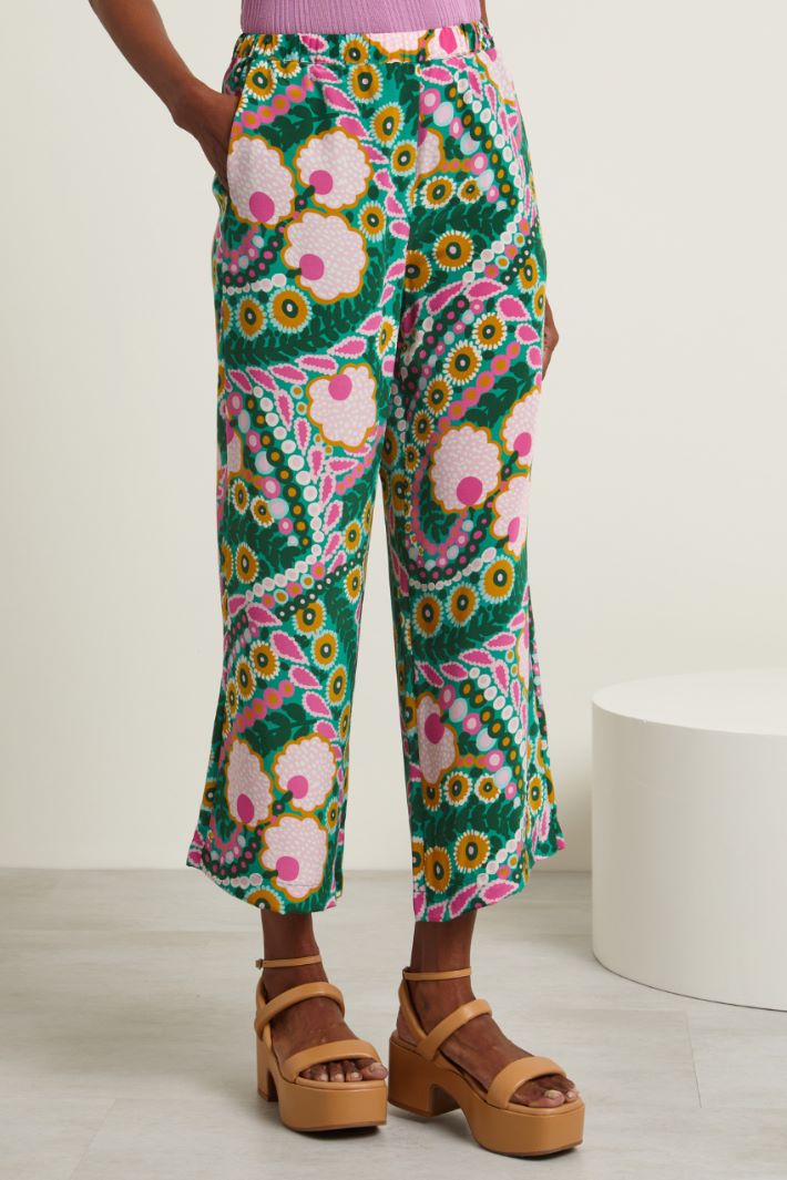 Pantaloni con elastico in vita - VERDE ROSA OCRA - Fashion Market - 2
