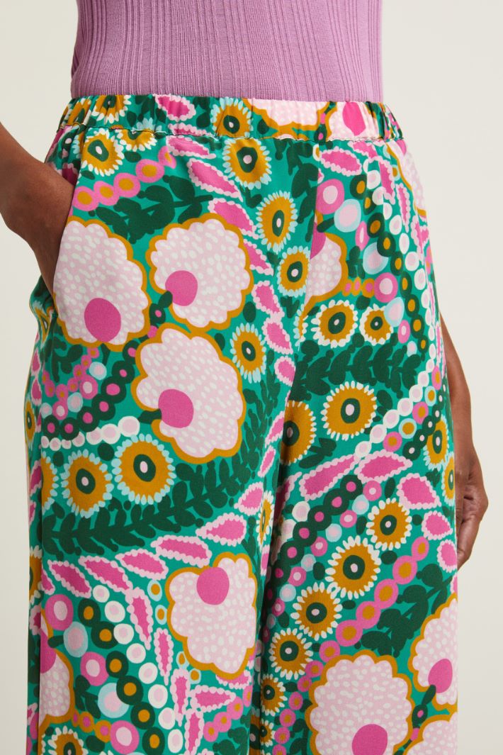 Pantaloni con elastico in vita - VERDE ROSA OCRA - Fashion Market - 3