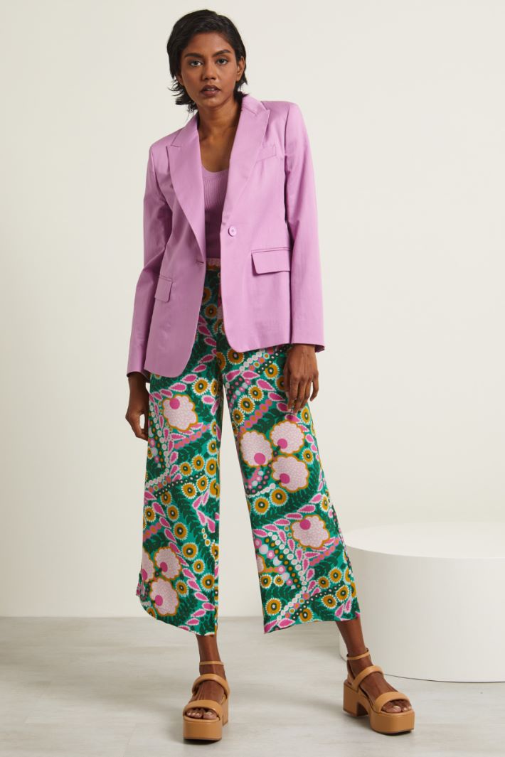 Pantaloni con elastico in vita - VERDE ROSA OCRA - Fashion Market