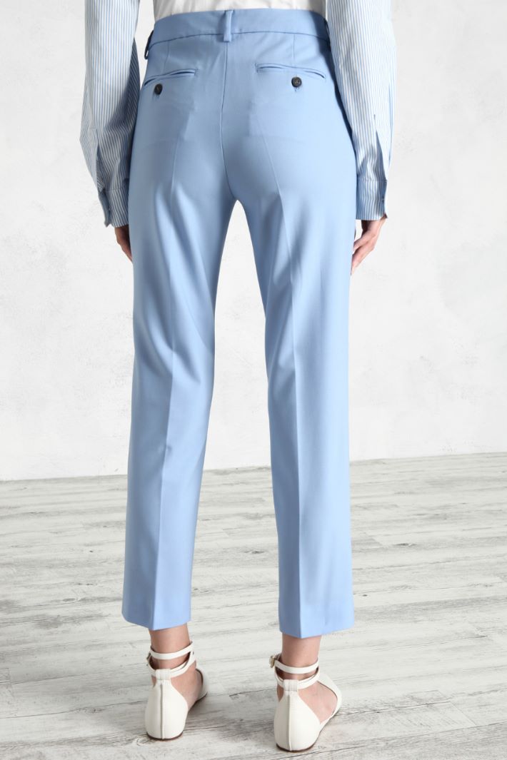 Pantaloni in tela di lana - AZZURRO - Fashion Market - 4