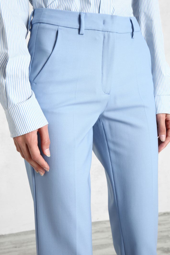 Pantaloni in tela di lana - AZZURRO - Fashion Market - 3