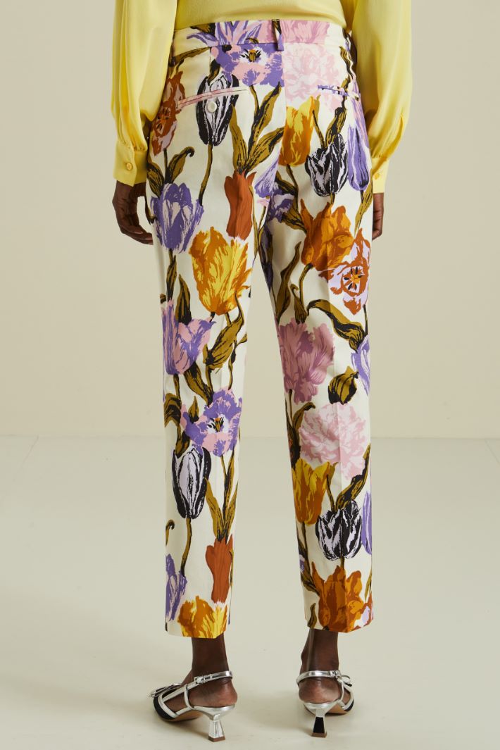 Pantaloni in faille di cotone - LATTE VIOLA - Fashion Market - 4