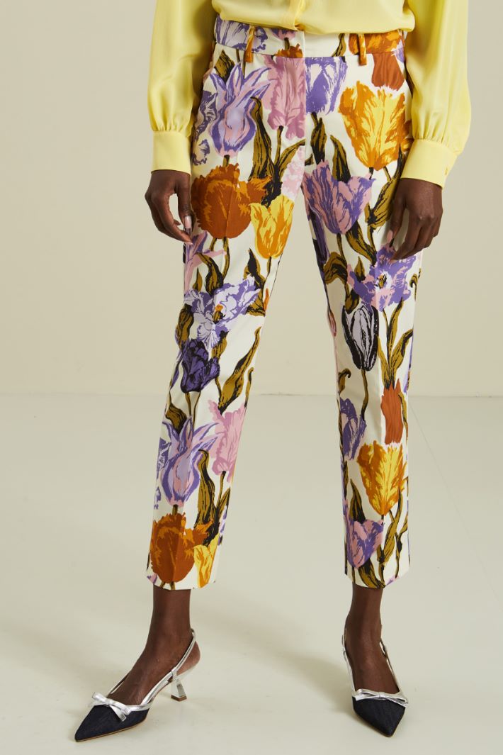 Pantaloni in faille di cotone - LATTE VIOLA - Fashion Market - 2