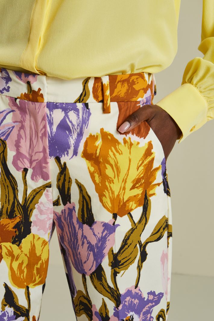 Pantaloni in faille di cotone - LATTE VIOLA - Fashion Market - 3