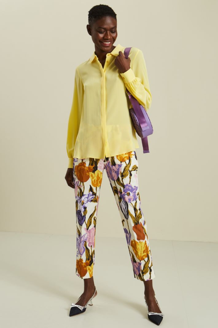 Pantaloni in faille di cotone - LATTE VIOLA - Fashion Market