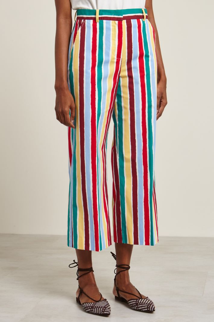 Pantaloni in faille stampato - ROSSO AZZURRO GIALLO - Fashion Market - 2