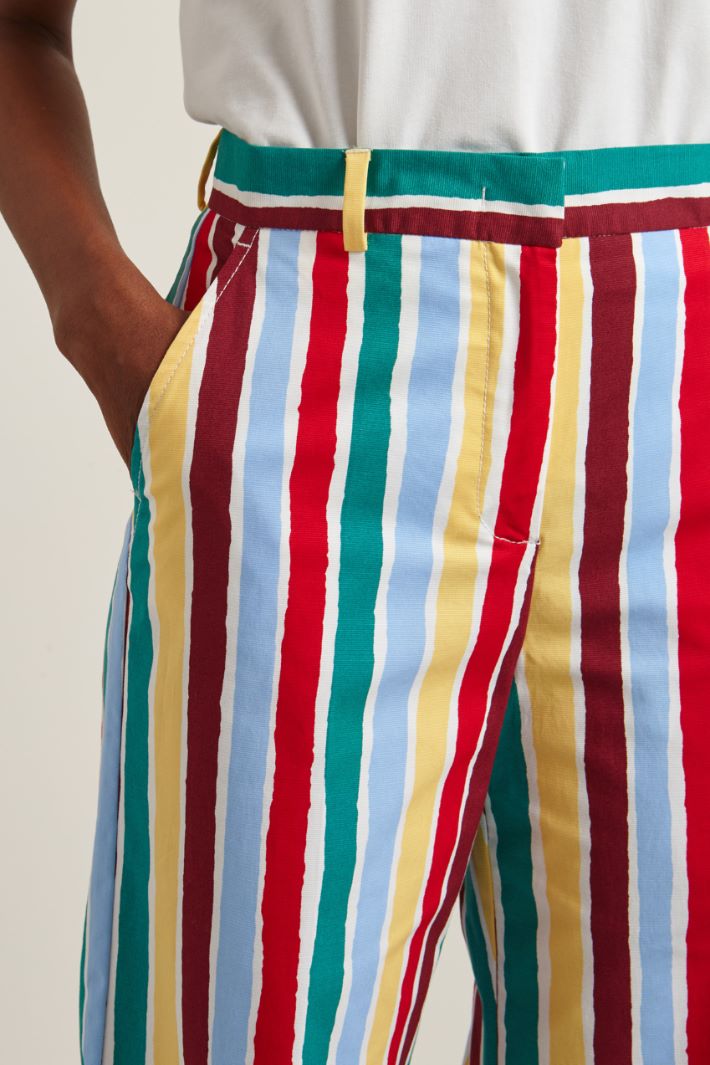 Pantaloni in faille stampato - ROSSO AZZURRO GIALLO - Fashion Market - 3