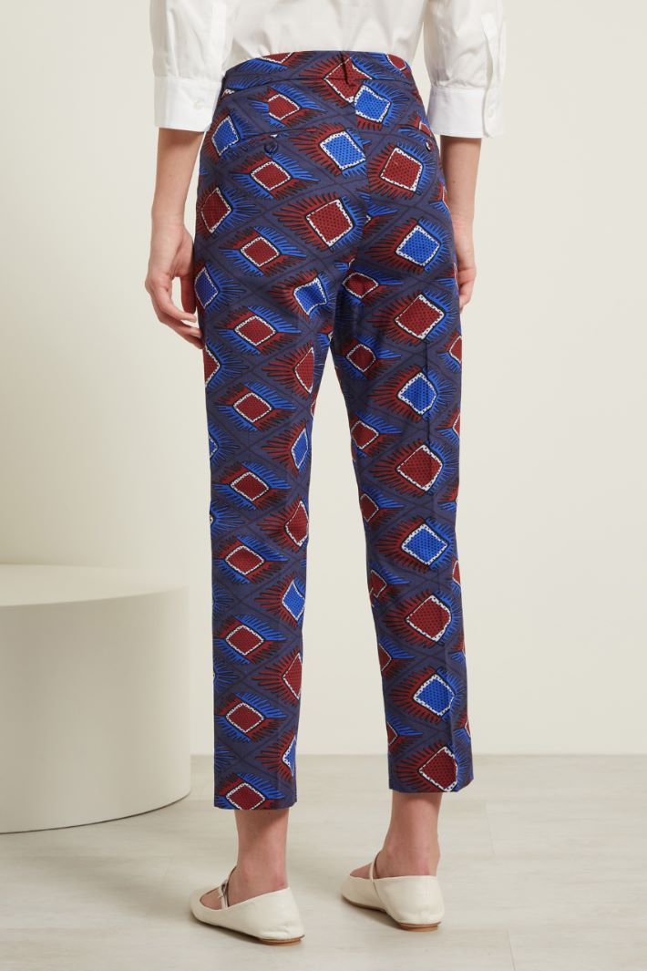 Pantaloni in faille stampato - BLU BORDEAUX - Fashion Market - 4