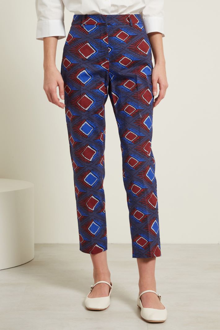 Pantaloni in faille stampato - BLU BORDEAUX - Fashion Market - 2