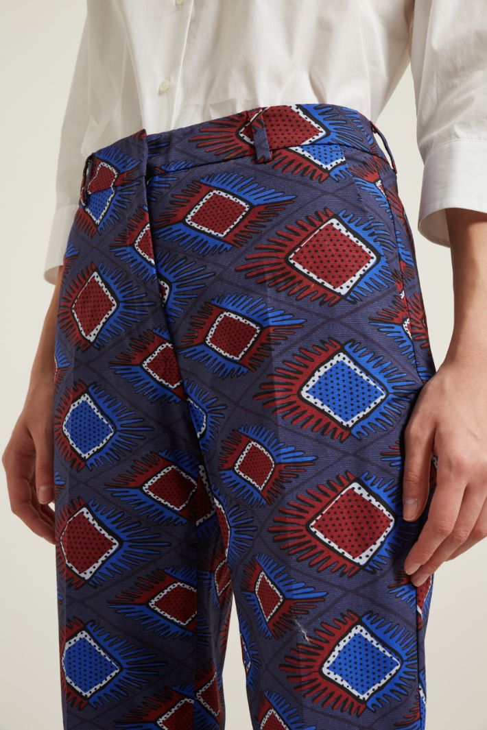 Pantaloni in faille stampato - BLU BORDEAUX - Fashion Market - 3