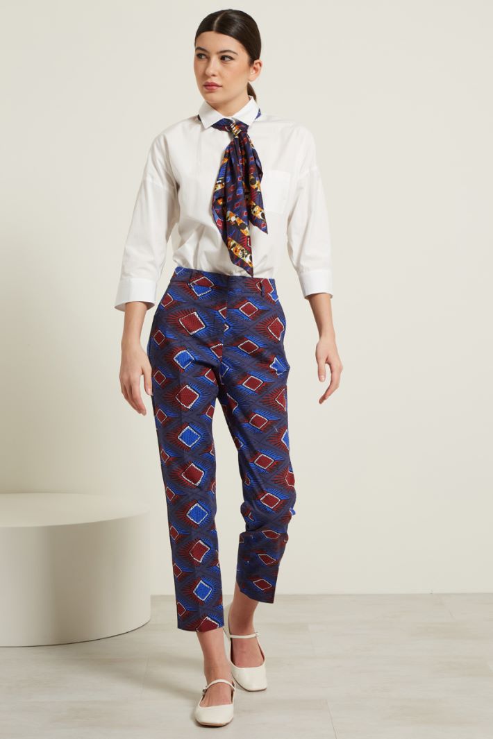 Pantaloni in faille stampato - BLU BORDEAUX - Fashion Market