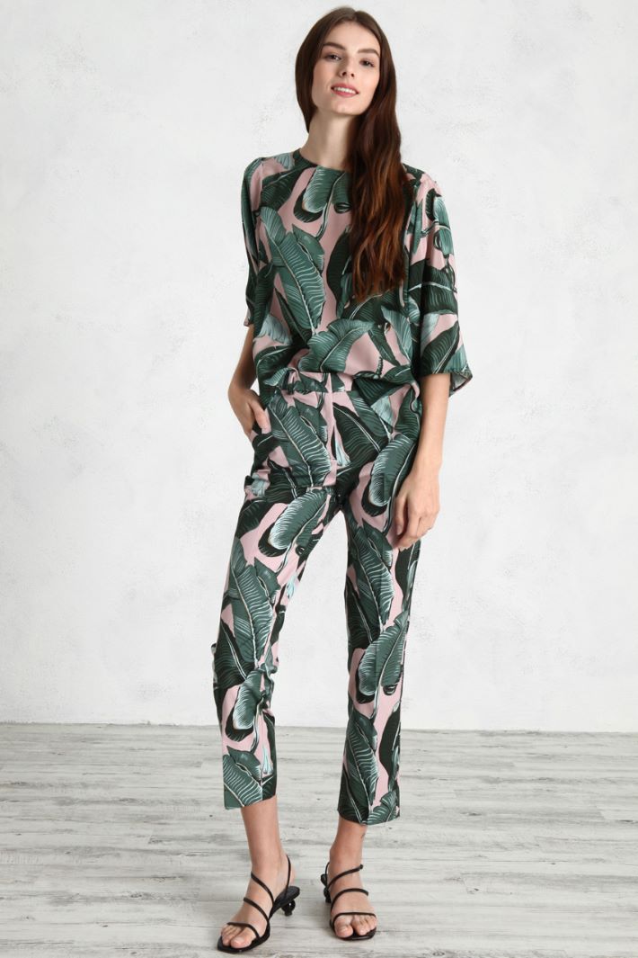 Pantaloni in faille di cotone - ROSA VERDE - Fashion Market