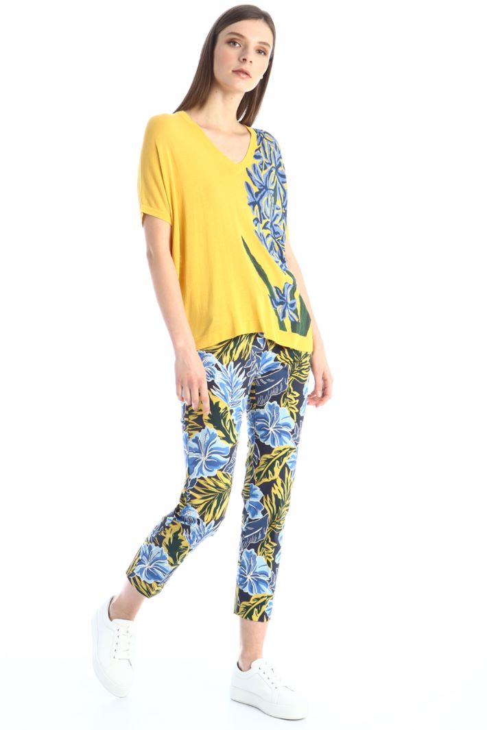 Pantaloni in faille di cotone - BLU GIALLO - Fashion Market