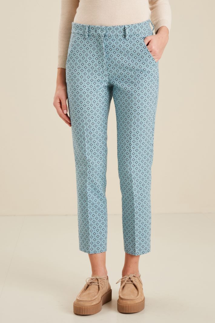 Pantaloni jacquard - AZZURRO POLVERE - Fashion Market - 2