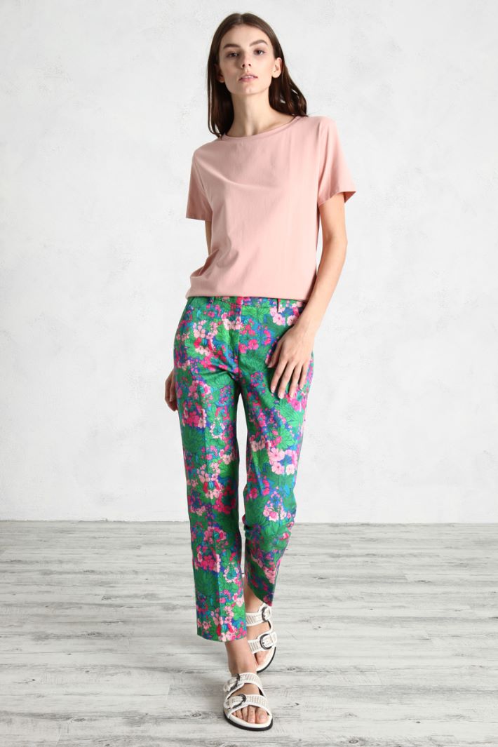 Pantaloni in gabardine - VERDE ROSA - Fashion Market
