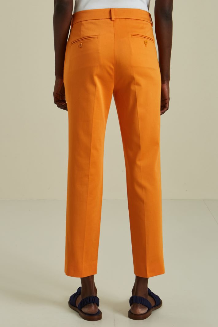 Pantaloni in raso di cotone - ARANCIO - Fashion Market - 4