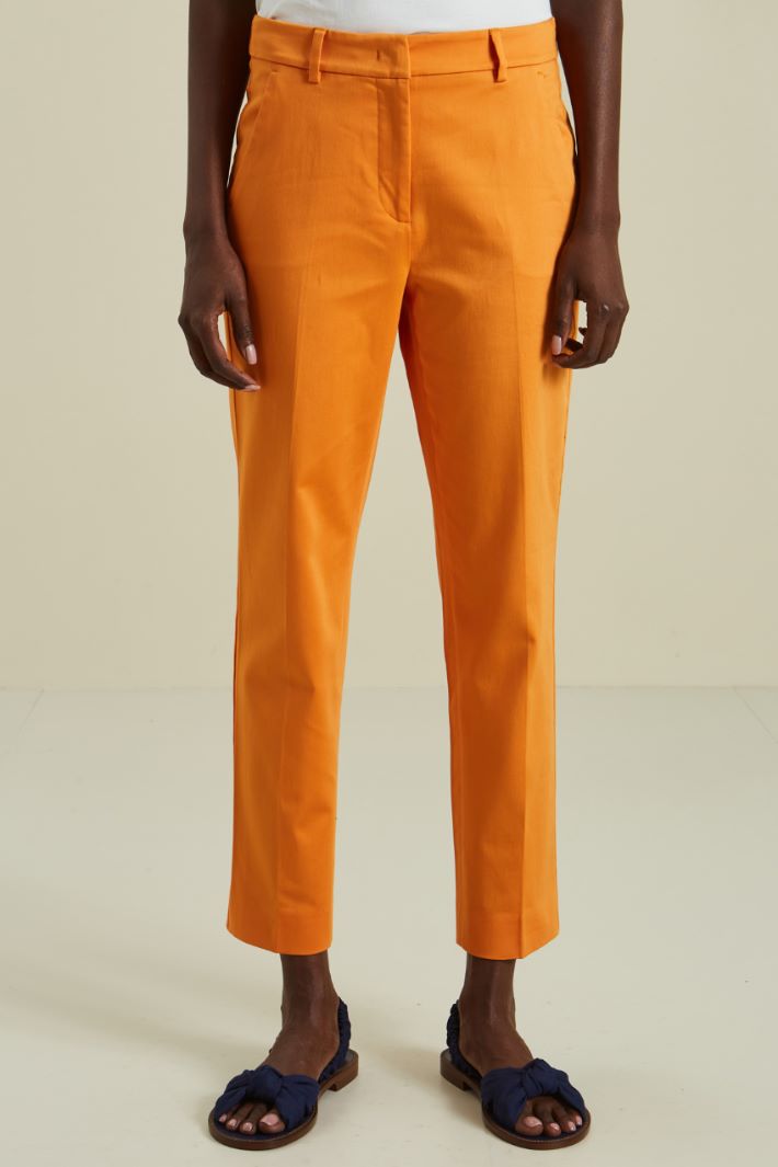 Pantaloni in raso di cotone - ARANCIO - Fashion Market - 2