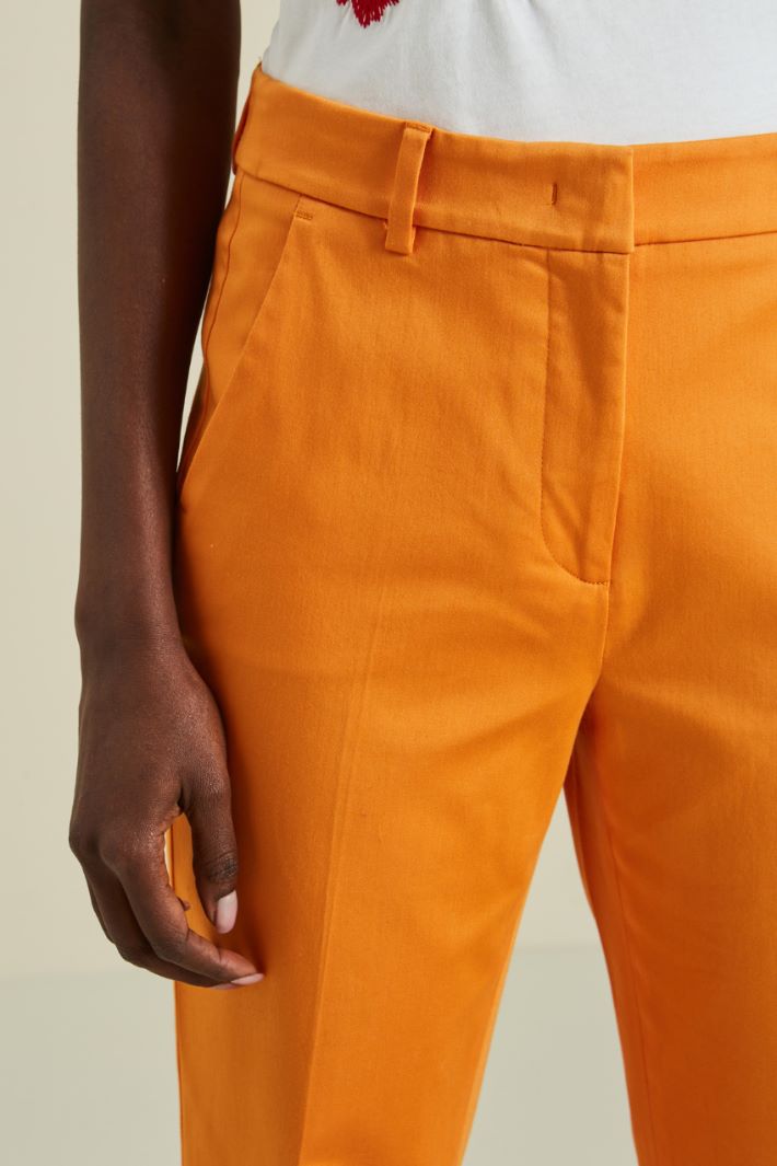 Pantaloni in raso di cotone - ARANCIO - Fashion Market - 3