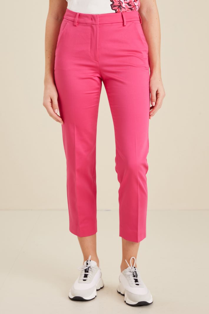 Pantaloni in raso di cotone - FUCSIA - Fashion Market - 2