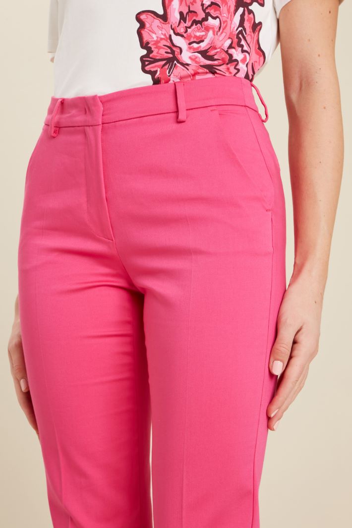 Pantaloni in raso di cotone - FUCSIA - Fashion Market - 3