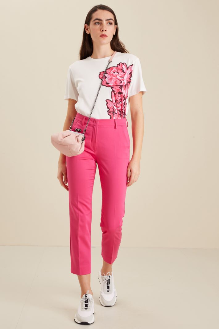 Pantaloni in raso di cotone - FUCSIA - Fashion Market