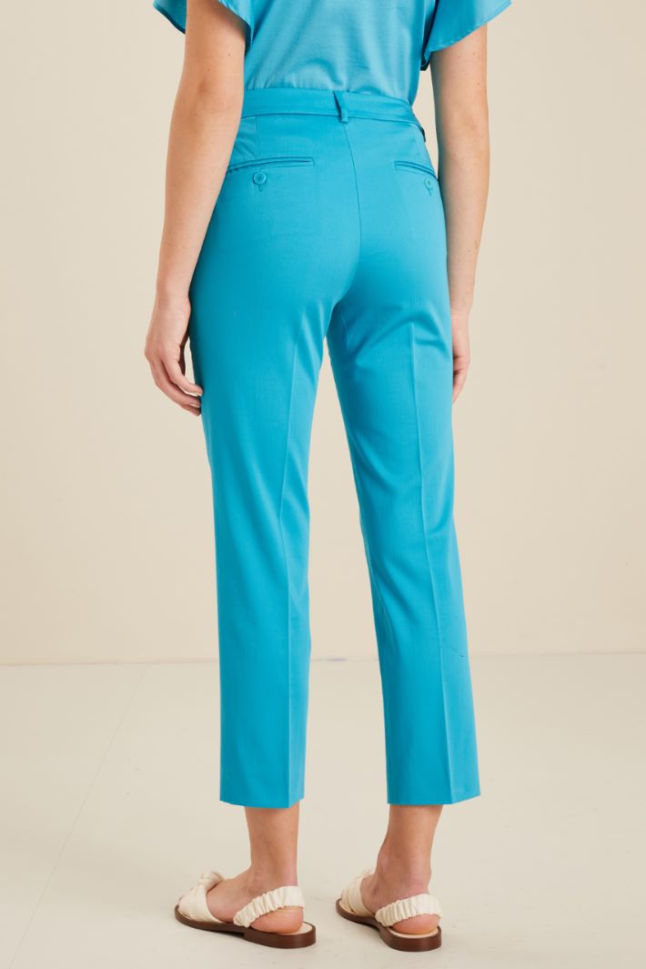 Pantaloni in raso di cotone - TURCHESE - Fashion Market - 4