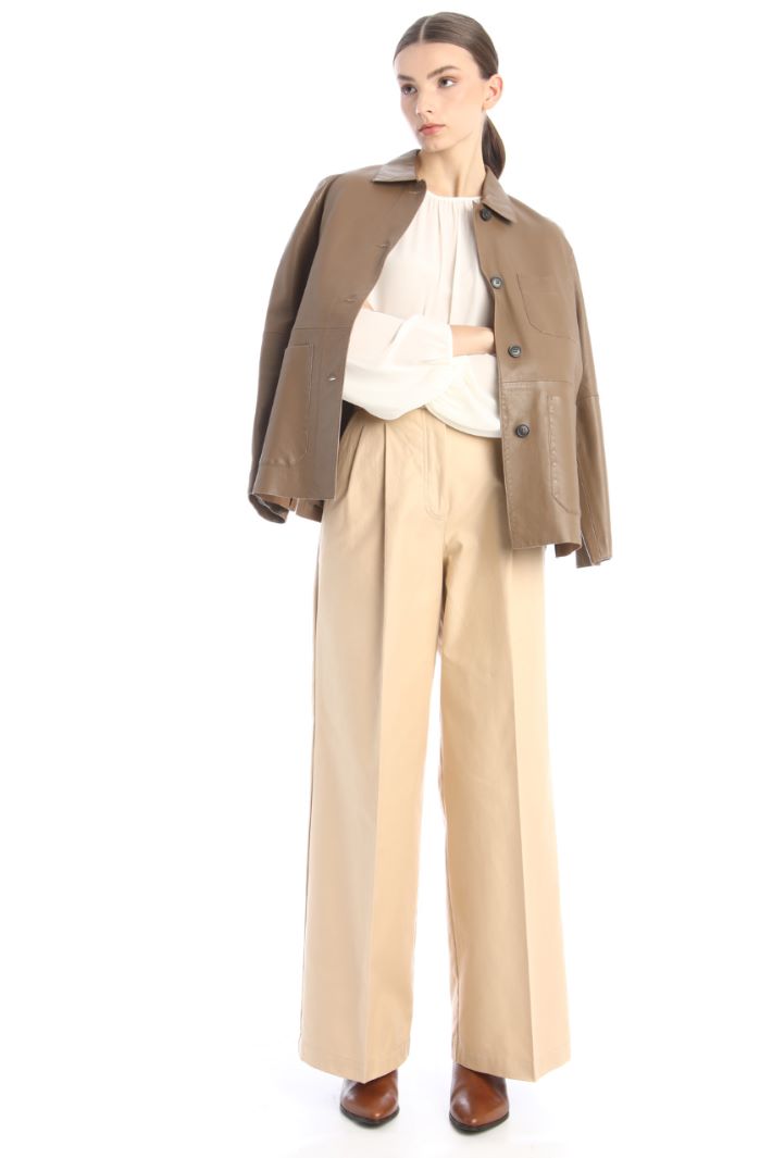 Pantaloni ampi in twill - BEIGE - Fashion Market