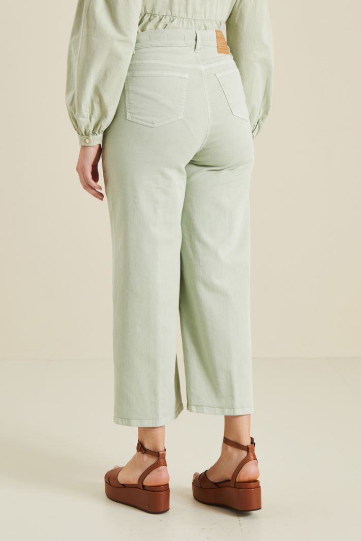 Pantaloni in bull di cotone - VERDE PASTELLO - Fashion Market - 4