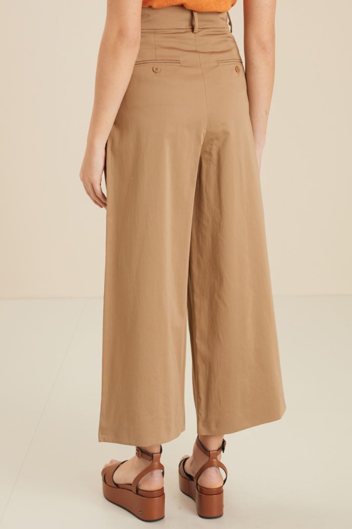 Pantaloni in raso di cotone - BEIGE - Fashion Market - 4