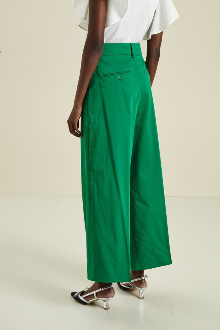 Pantaloni in raso di cotone - VERDE SMERALDO - Fashion Market - 4