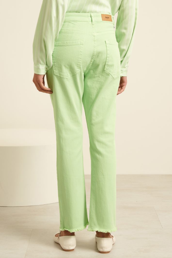 Pantaloni con bordi sfrangiati - VERDE CHIARO - Fashion Market - 4
