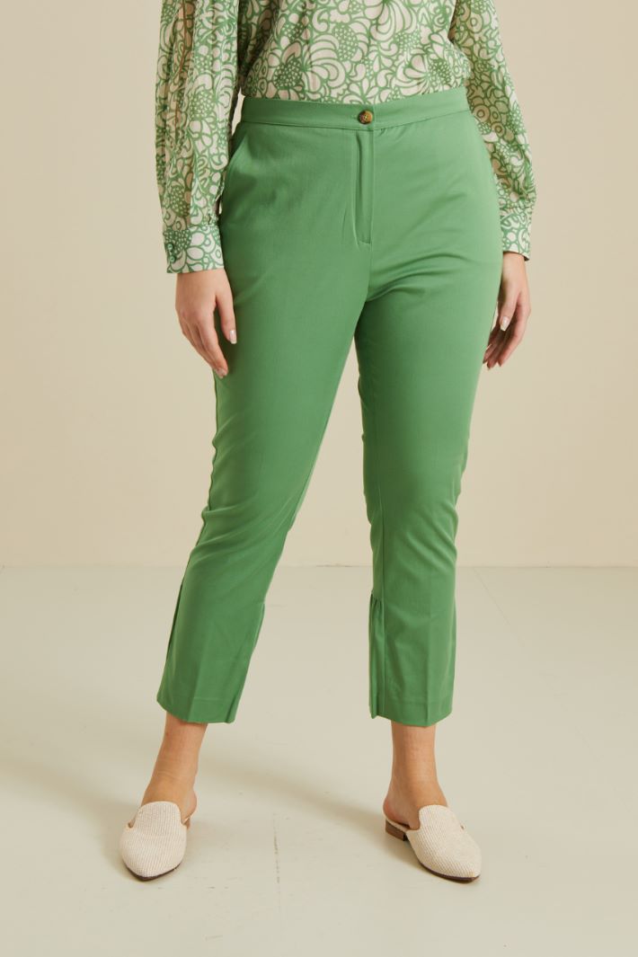 Pantaloni flare in cotone - VERDE - Fashion Market - 2