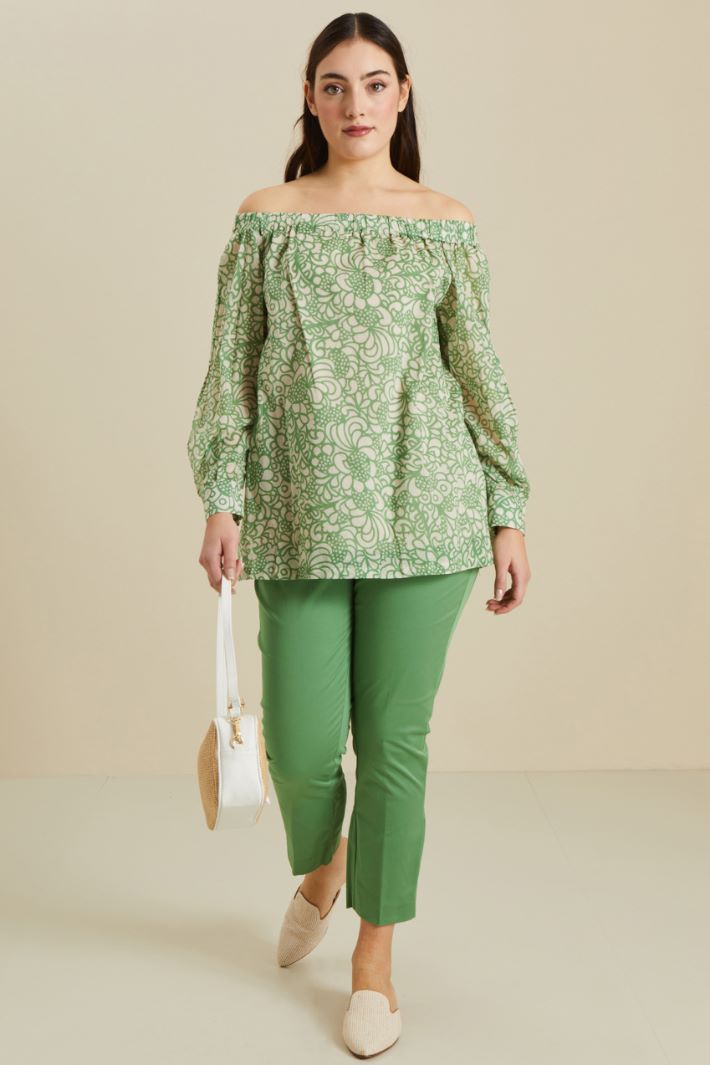 Pantaloni flare in cotone - VERDE - Fashion Market