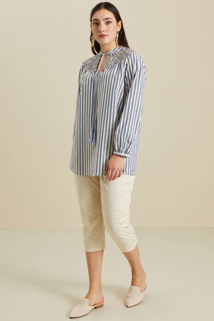 Pantaloni capri in cotone - BURRO - Fashion Market