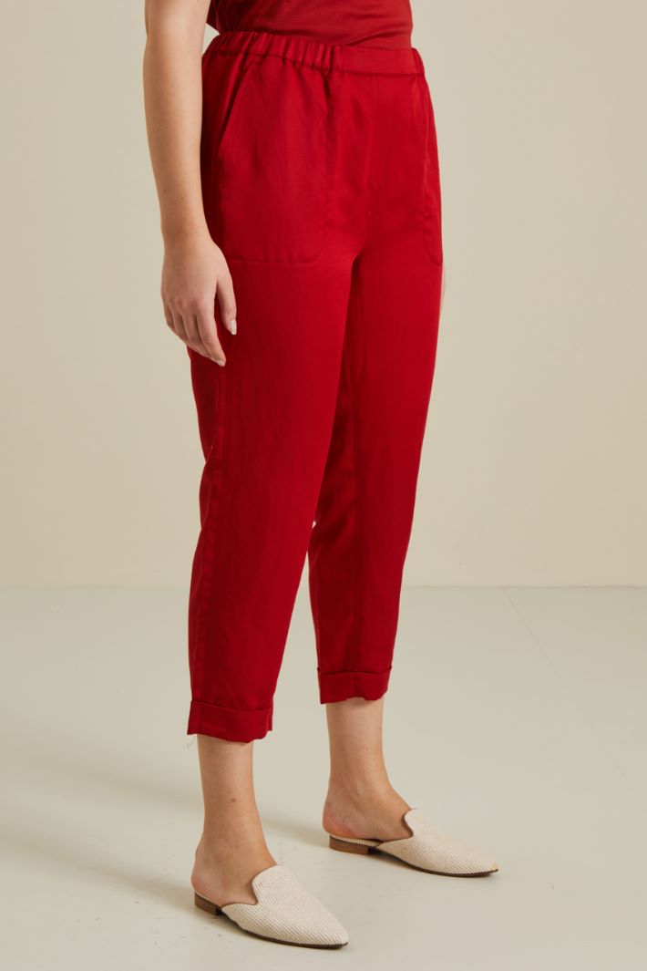 Pantaloni in misto lino - ROSSO - Fashion Market - 2