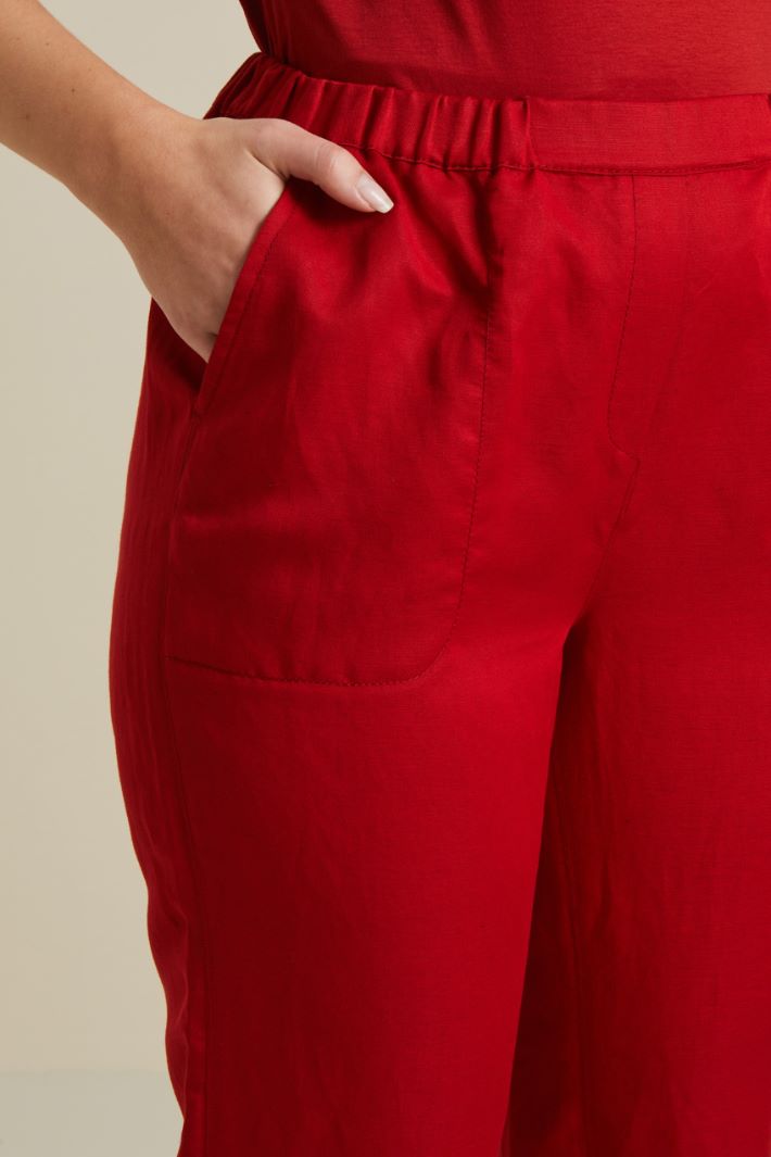 Pantaloni in misto lino - ROSSO - Fashion Market - 3